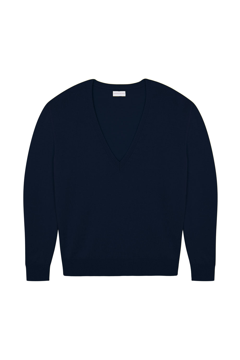 Deep V neck cashmere sweater midnight blue women | Cadaquès | Linnea Lund