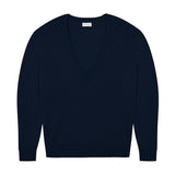 Deep V neck cashmere sweater midnight blue women | Cadaquès | Linnea Lund