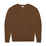 Deep V neck cashmere sweater brown women | Cadaquès | Linnea Lund