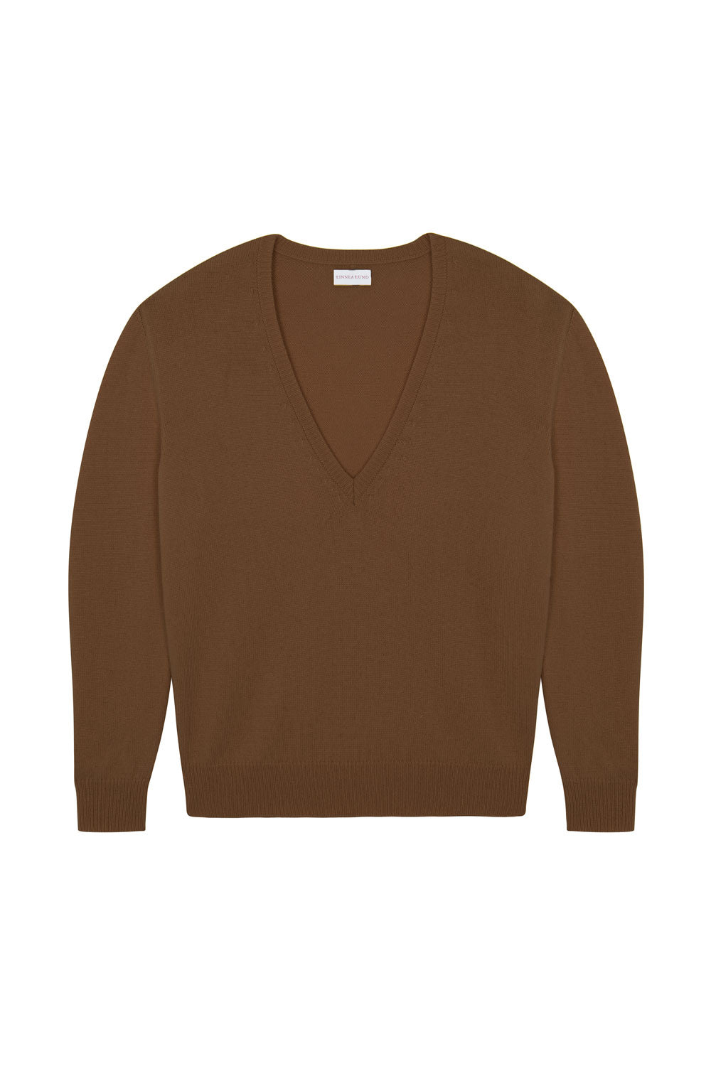 Deep V neck cashmere sweater brown women | Cadaquès | Linnea Lund