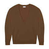 Deep V neck cashmere sweater brown women | Cadaquès | Linnea Lund