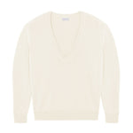 Deep V neck cashmere sweater white women | Cadaquès | Linnea Lund