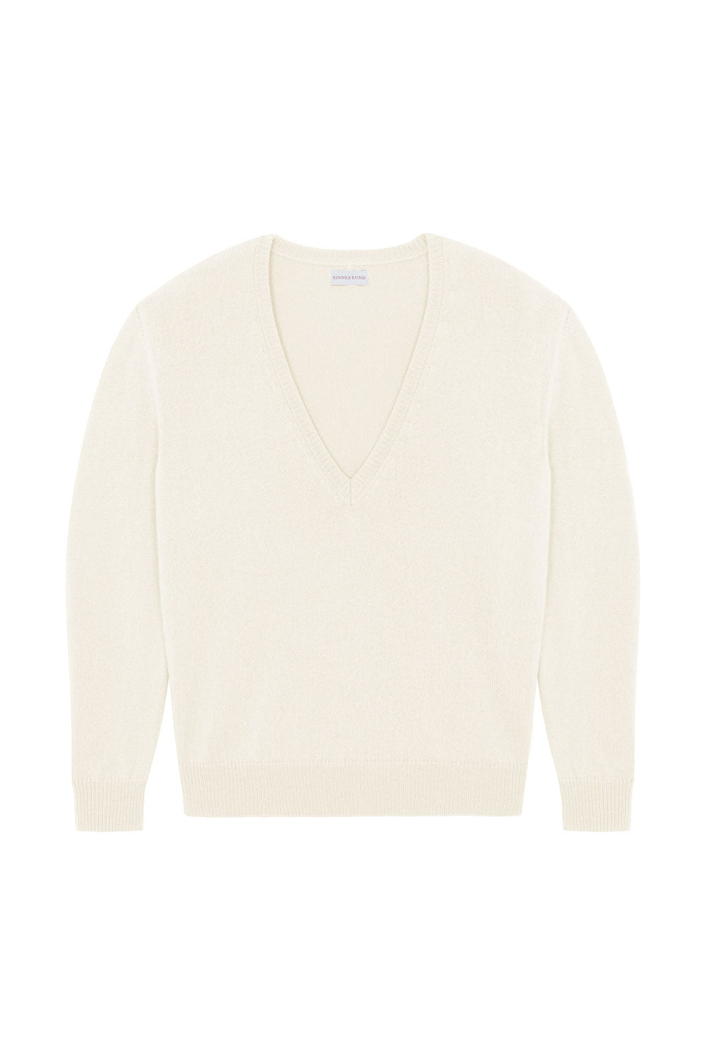 Deep V neck cashmere sweater white women | Cadaquès | Linnea Lund