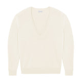 Deep V neck cashmere sweater white women | Cadaquès | Linnea Lund