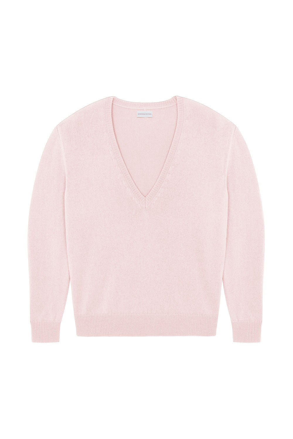 Deep V neck cashmere sweater light pink women | Cadaquès | Linnea Lund