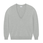 Deep V neck cashmere sweater light grey women | Cadaquès | Linnea Lund