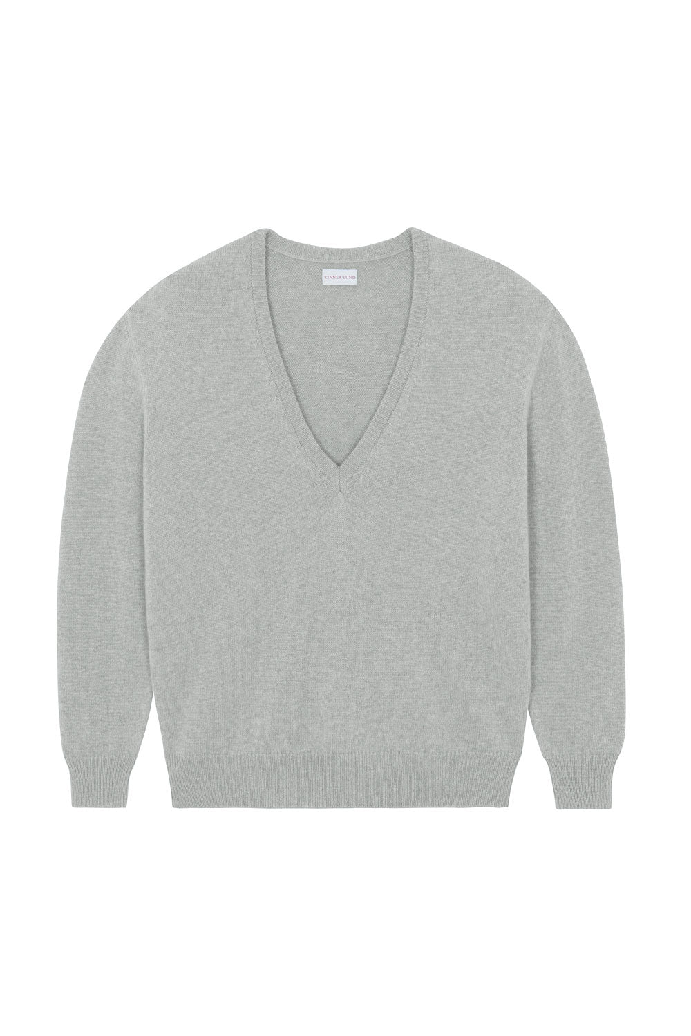 Deep V neck cashmere sweater light grey women | Cadaquès | Linnea Lund