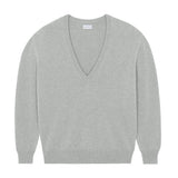 Deep V neck cashmere sweater light grey women | Cadaquès | Linnea Lund