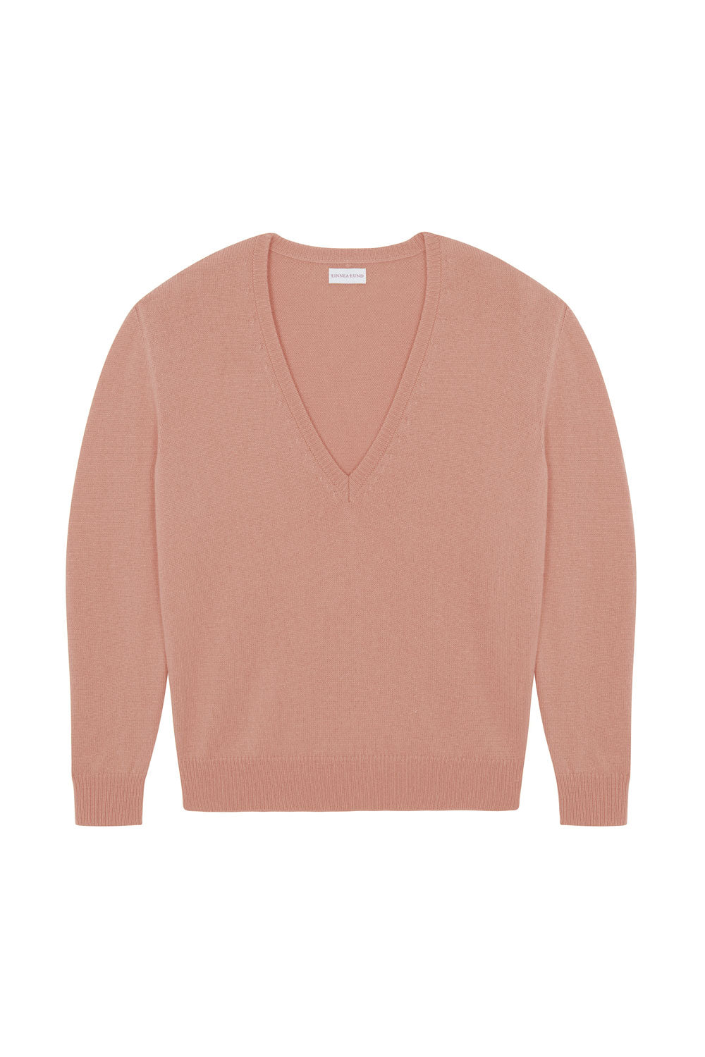 Deep V neck cashmere sweater white rose gold | Cadaquès | Linnea Lund