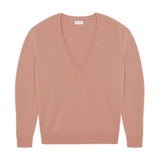 Deep V neck cashmere sweater white rose gold | Cadaquès | Linnea Lund