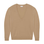 Deep V neck cashmere sweater sand beige women | Cadaquès | Linnea Lund