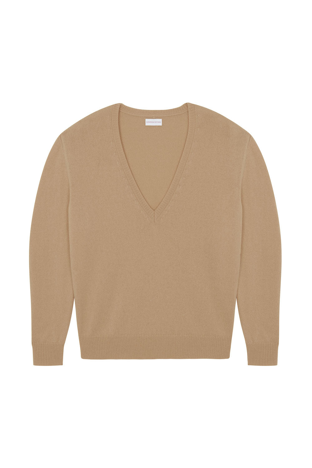 Deep V neck cashmere sweater sand beige women | Cadaquès | Linnea Lund
