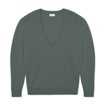 Deep V neck cashmere sweater verdigris women | Cadaquès | Linnea Lund