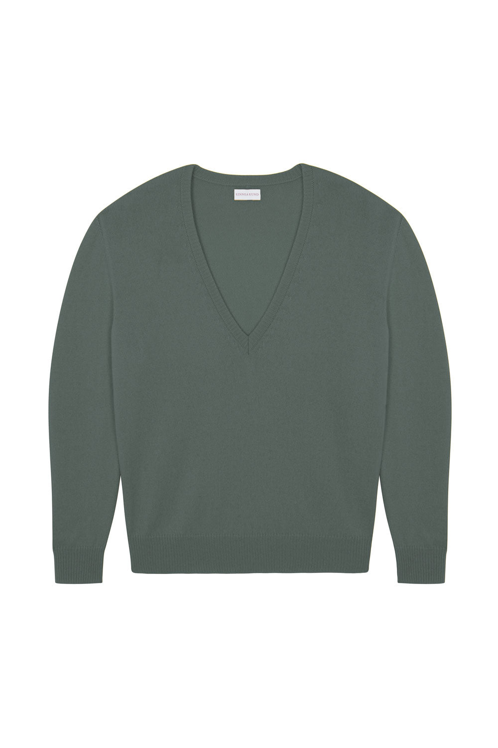 Deep V neck cashmere sweater verdigris women | Cadaquès | Linnea Lund