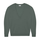 Deep V neck cashmere sweater verdigris women | Cadaquès | Linnea Lund