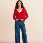Deep V neck cashmere sweater red women | Cadaquès | Linnea Lund