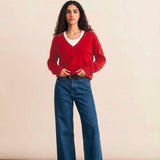 Deep V neck cashmere sweater red women | Cadaquès | Linnea Lund