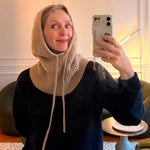 Beige cashmere balaclava with diamond pattern | Marine | Linnea Lund