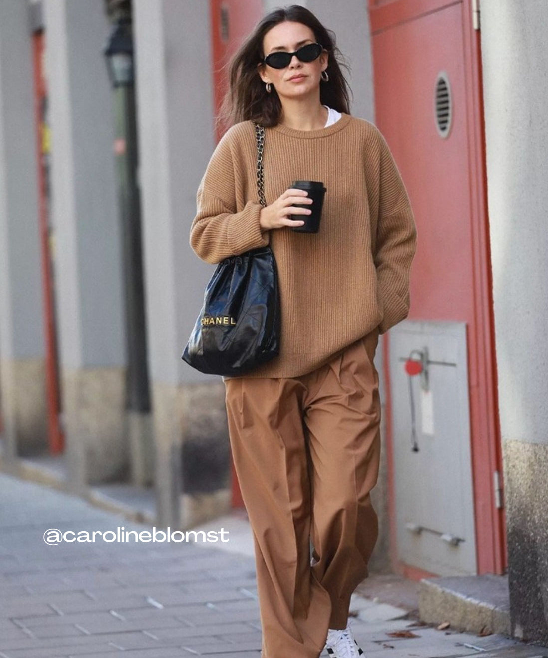 Caroline Blomst wearing the Linnea Lund cashmere sweater Edward