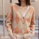 Beige jacquard cashmere cardigan women | Ebbe | Linnea Lund 