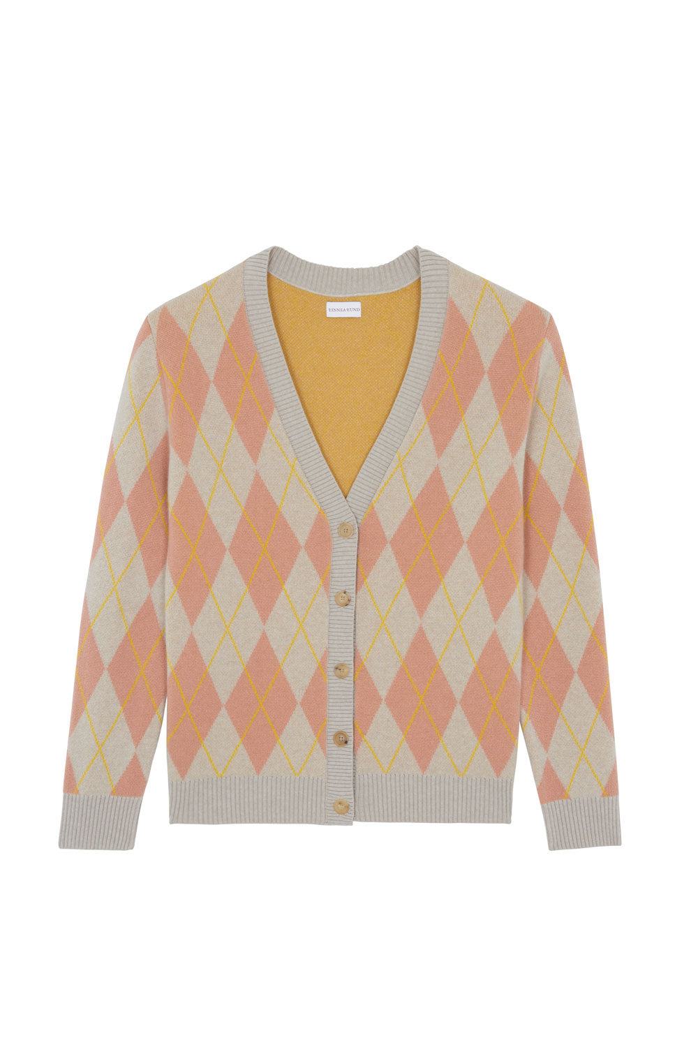 Beige jacquard cashmere cardigan women - Packshot | Ebbe | Linnea Lund 