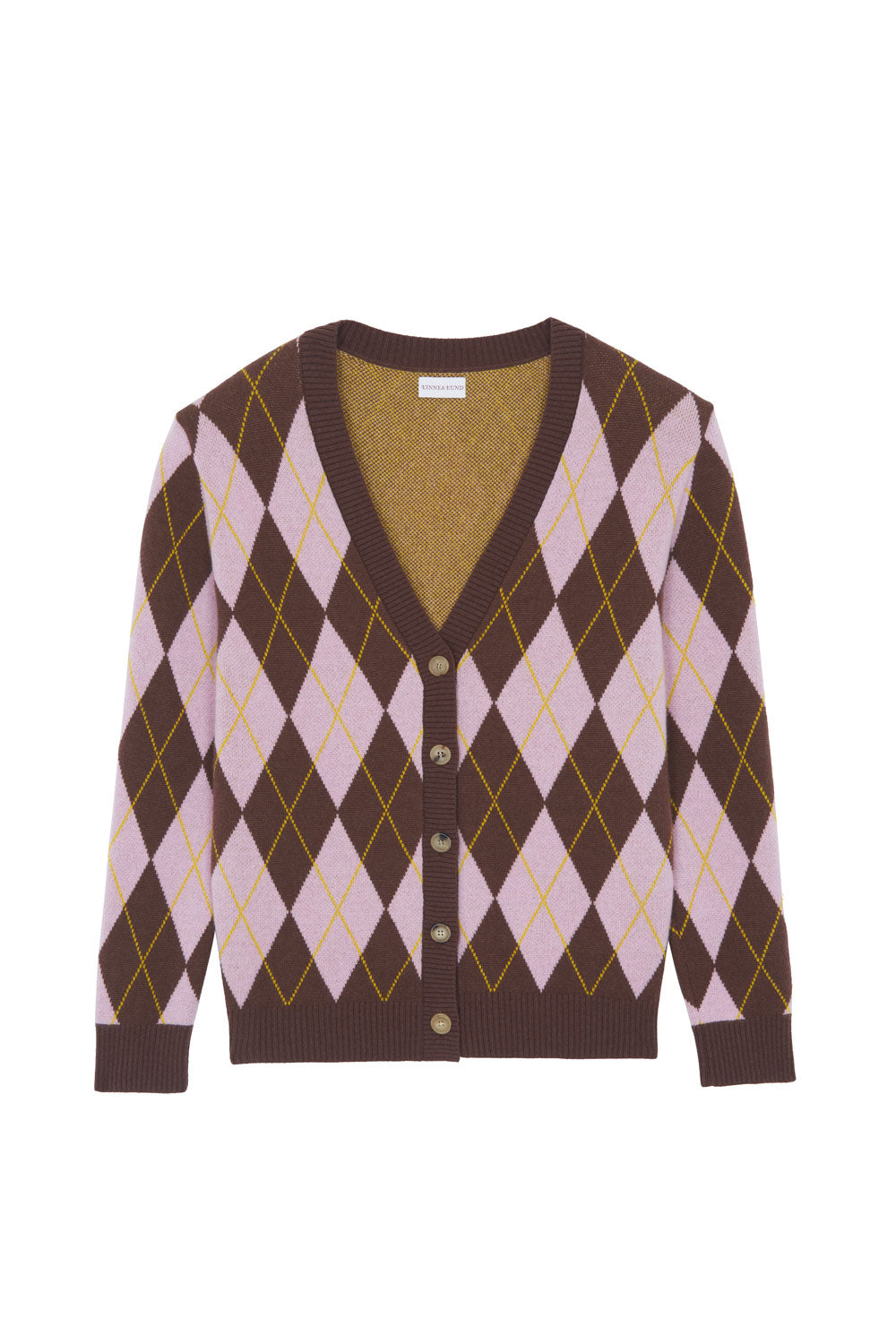 Brown jacquard cashmere cardigan women - Packshot | Ebbe | Linnea Lund 