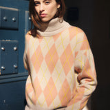 Beige jacquard cashmere sweater women | Alva | Linnea Lund 