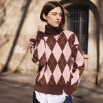 Brown jacquard cashmere sweater women | Alva | Linnea Lund 