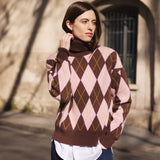Brown jacquard cashmere sweater women | Alva | Linnea Lund 