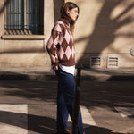 Brown jacquard cashmere sweater women - look | Alva | Linnea Lund 