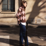 Brown jacquard cashmere sweater women - look | Alva | Linnea Lund 