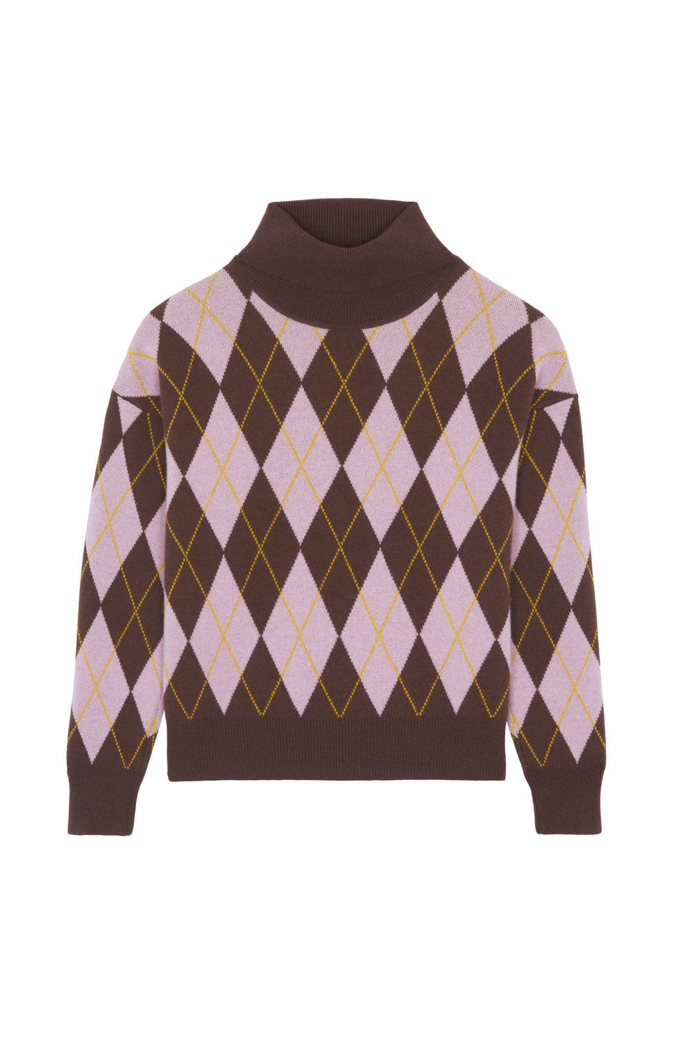 Brown jacquard cashmere sweater women - Packshot | Alva | Linnea Lund 