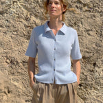 light blue cashmere short sleeves polo | Élise | Linnea Lund