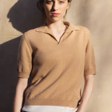 Camel women cashmere polo - front view | Isabella | Linnea Lund 