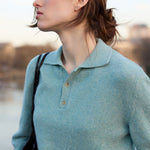 Blue aqua cashmere polo sweater women | Ralph | Linnea Lund