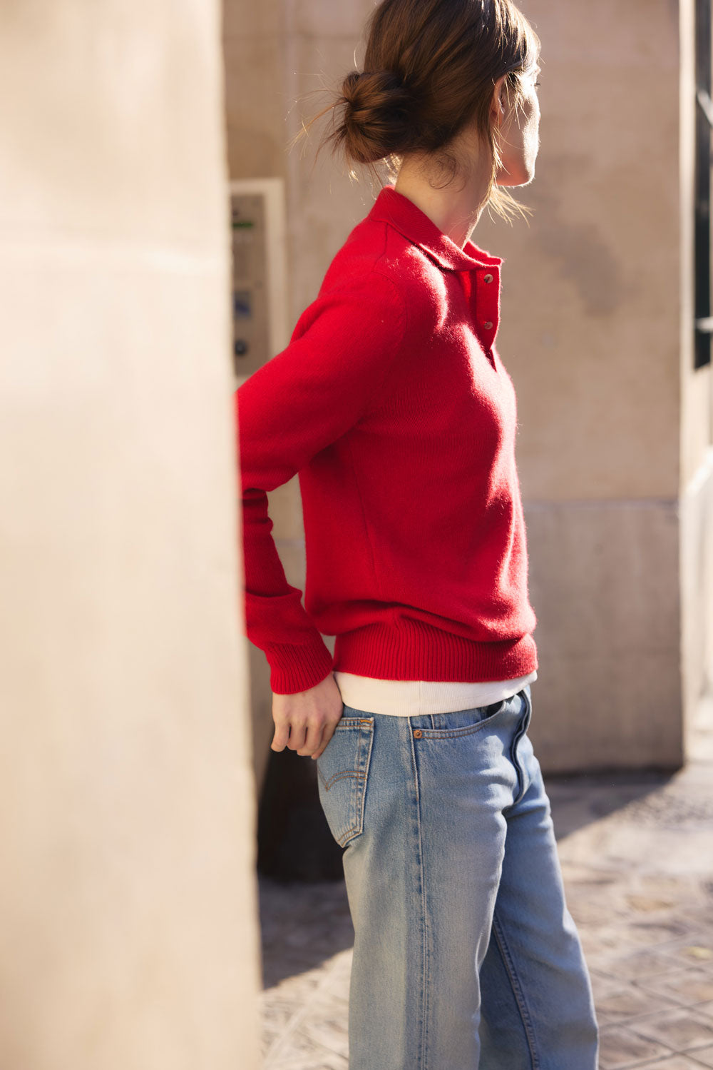 Cashmere polo women flash red - side | Ralph | Linnea Lund