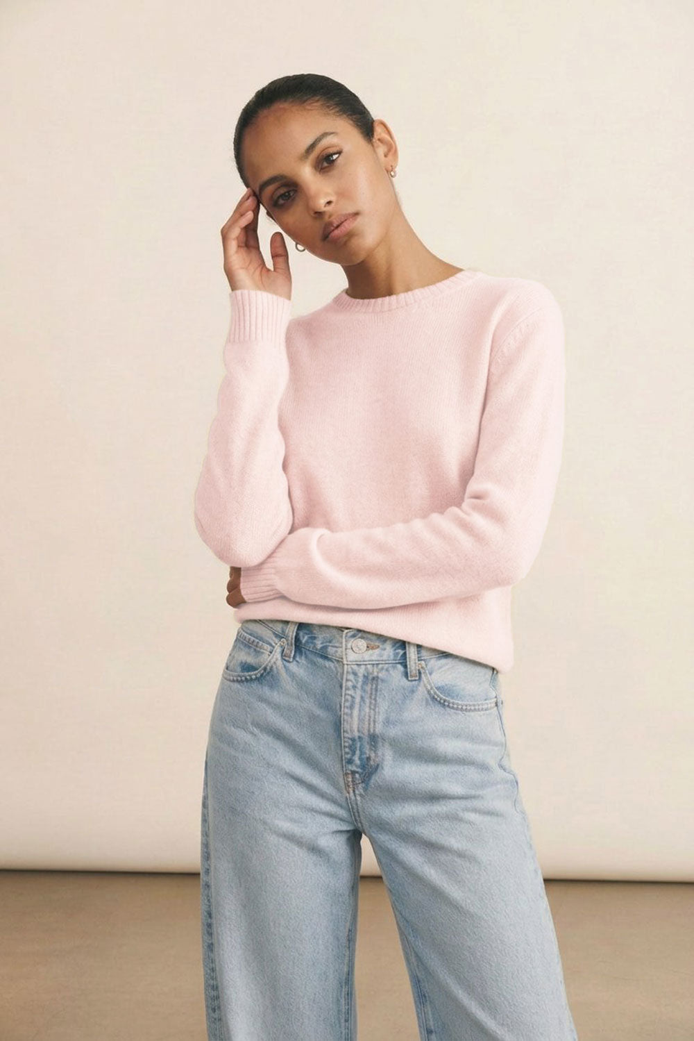 Straight light pink cashmere sweater | Mimmi | Linnea Lund