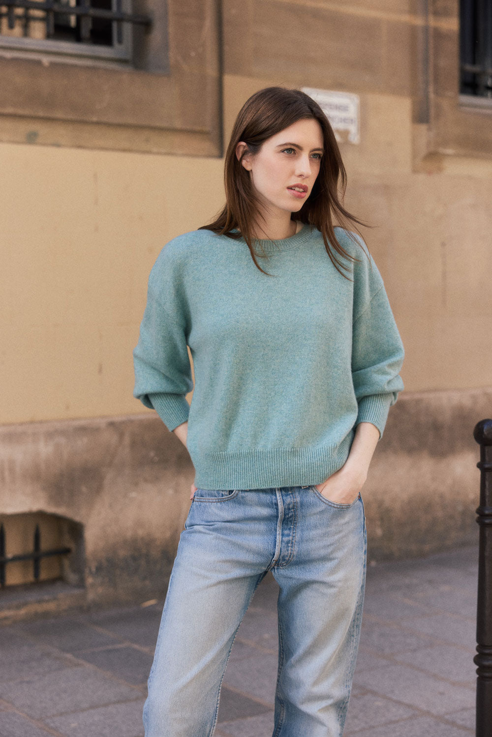 Aqua blue cashmere sweater women | Sarah | Linnea Lund 