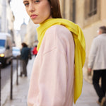 Yellow triangle cashmere scarf - side view | Liv | Linnea Lund