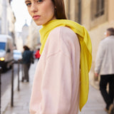 Yellow triangle cashmere scarf - side view | Liv | Linnea Lund