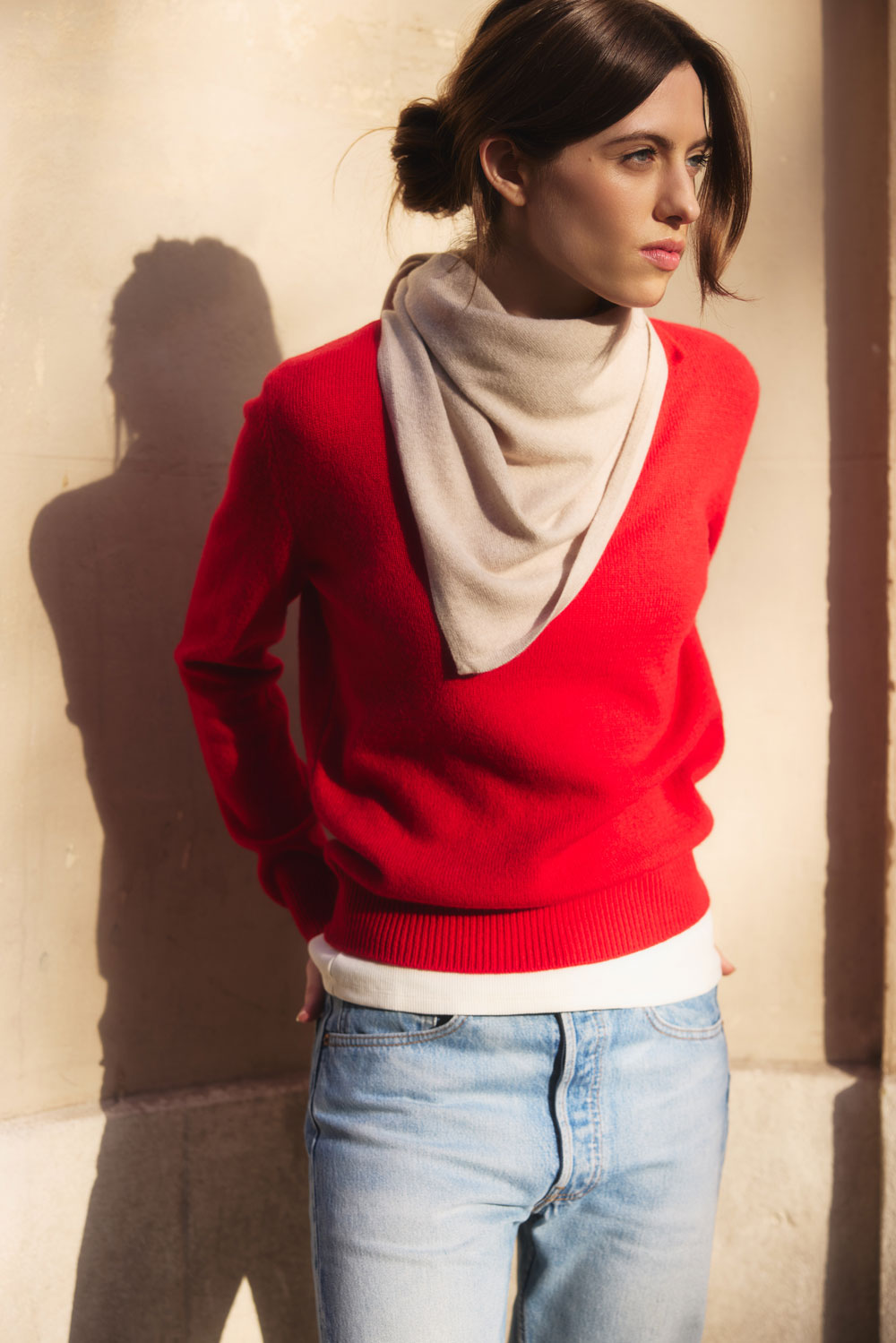 Beige triangle cashmere scarf - look | Liv | Linnea Lund