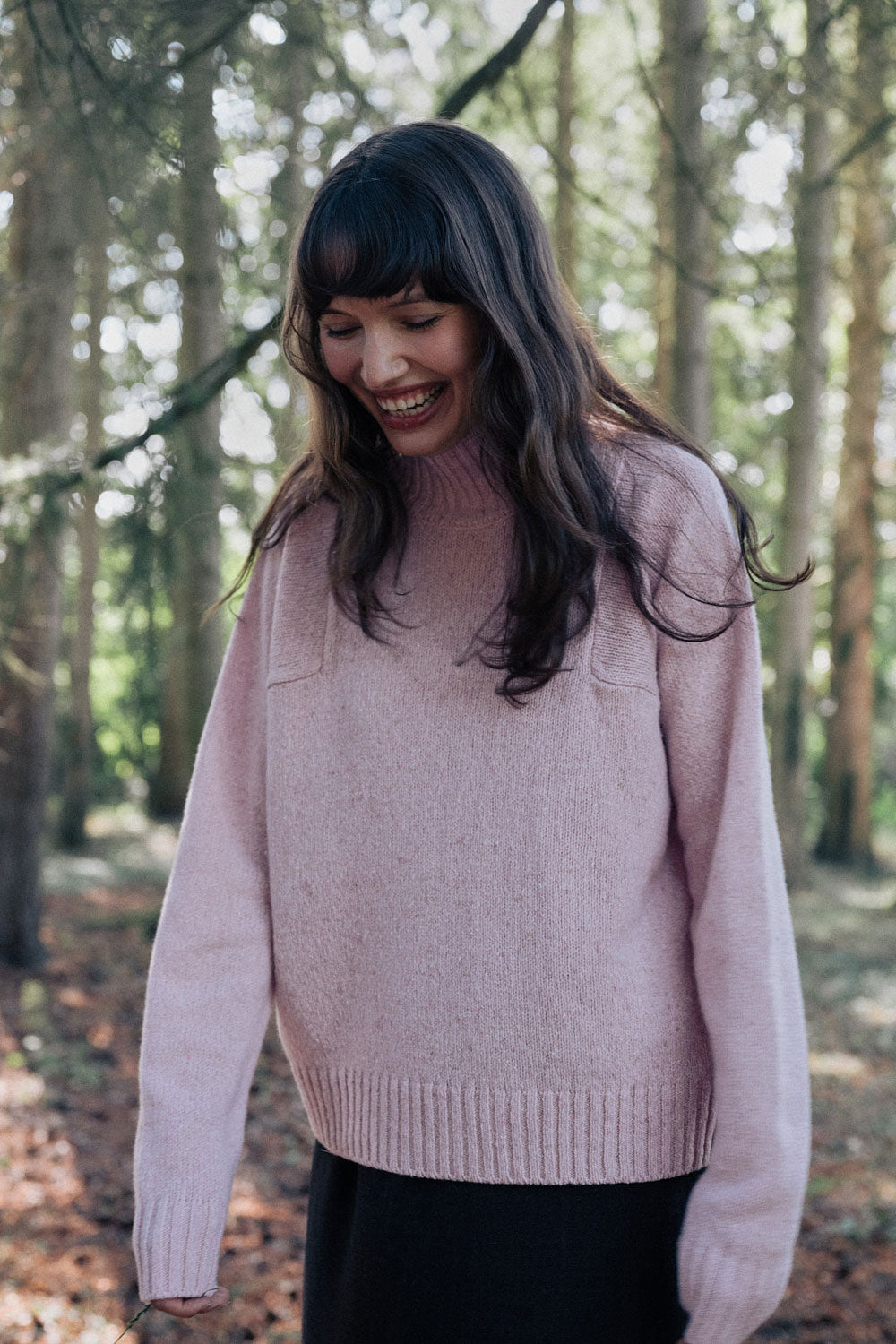 Textured pink turtleneck cashmere sweater | Charlotte | Linnea Lund