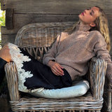 Textured beige turtleneck cashmere sweater | Charlotte | Linnea Lund