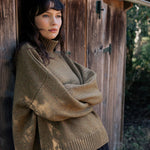 Ocher green women turtleneck cashmere sweater | Christina | Linnea Lund