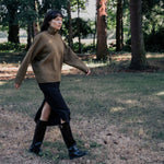 Ocher green women turtleneck cashmere sweater | Christina | Linnea Lund