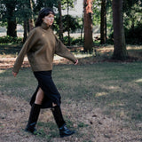 Ocher green women turtleneck cashmere sweater | Christina | Linnea Lund