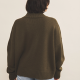 Kaki color cashmere sweater women - back view | Christina | Linnea Lund