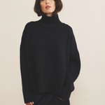 Navy blue cashmere sweater women - front view | Christina | Linnea Lund