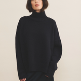 Navy blue cashmere sweater women - front view | Christina | Linnea Lund
