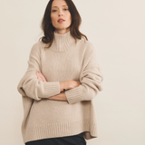 Beige cashmere sweater women - front view | Christina | Linnea Lund